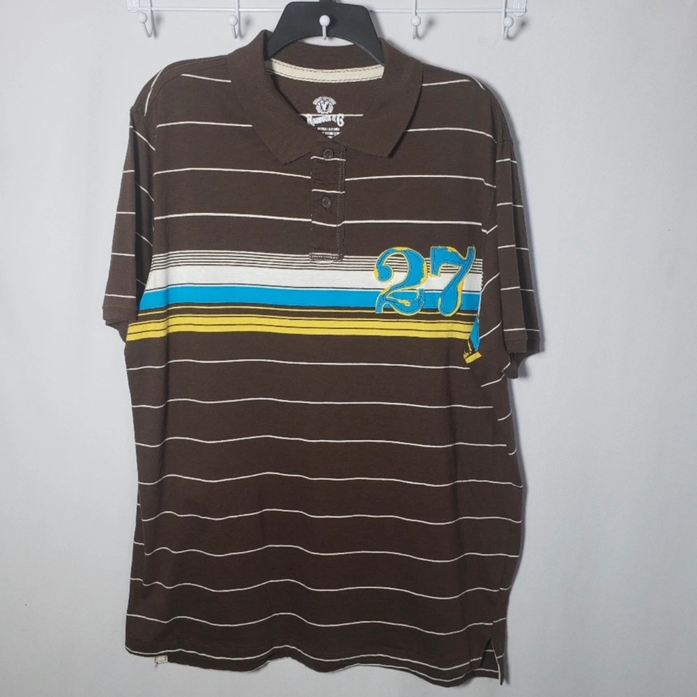 Vans Brown and Blue Polo Shirt with Subtle Stripes